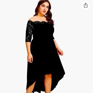 Plus Size Vintage Lace Dip High Low Cocktail Party Dress